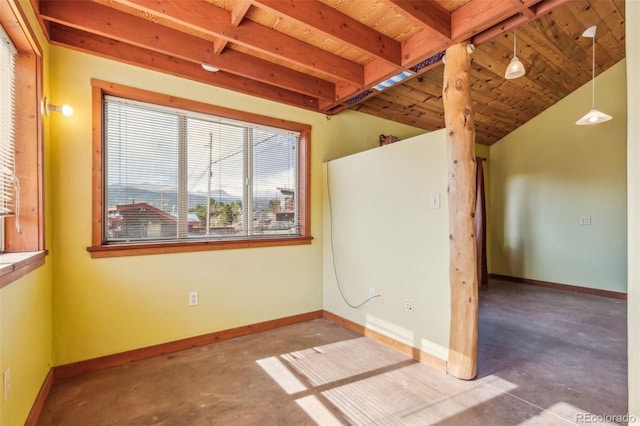 24427 Peak To Peak Hwy, Nederland, CO 80466 - unfurnished room with concrete flooring, baseboards, and wooden ceiling