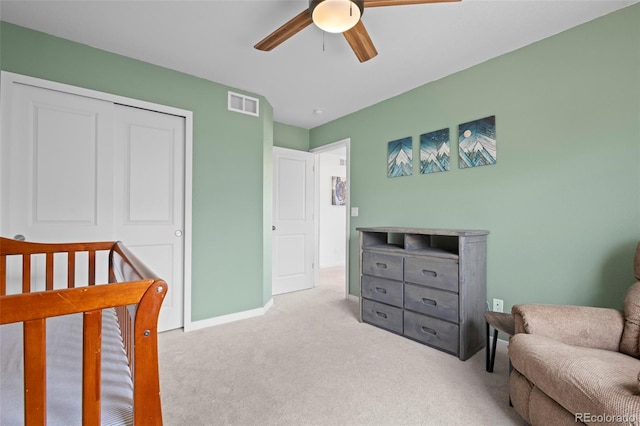 8372 Bijou Creek Ave, Littleton, CO 80125 - carpeted bedroom featuring a closet, a ceiling fan, and baseboards