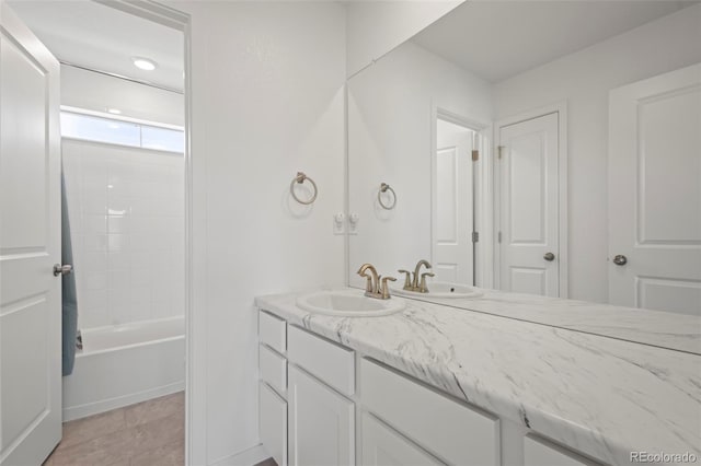 8372 Bijou Creek Ave, Littleton, CO 80125 - full bath with vanity, shower / tub combination, and recessed lighting