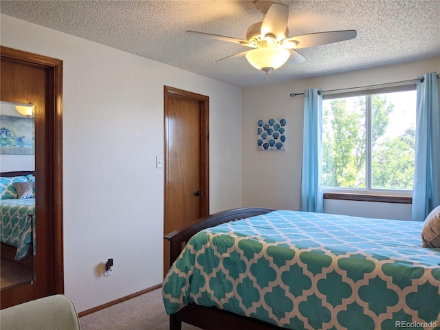 5695 W 109th Cir, Westminster, CO 80020 - bedroom featuring carpet floors, a textured ceiling, and ceiling fan