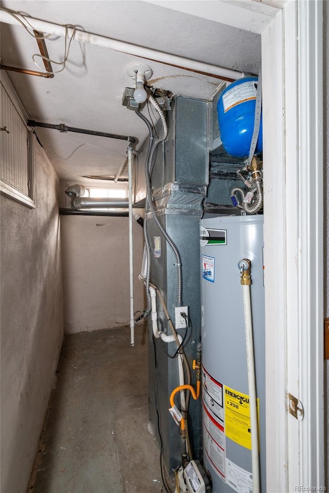 utility room with water heater