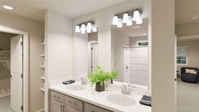 bathroom featuring vanity and walk in shower