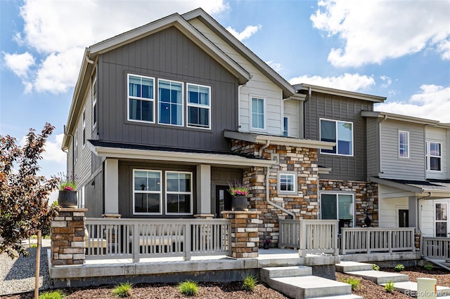 1500 Sun Way, Lafayette, CO 80026 - view of front of home featuring covered porch and stone siding
