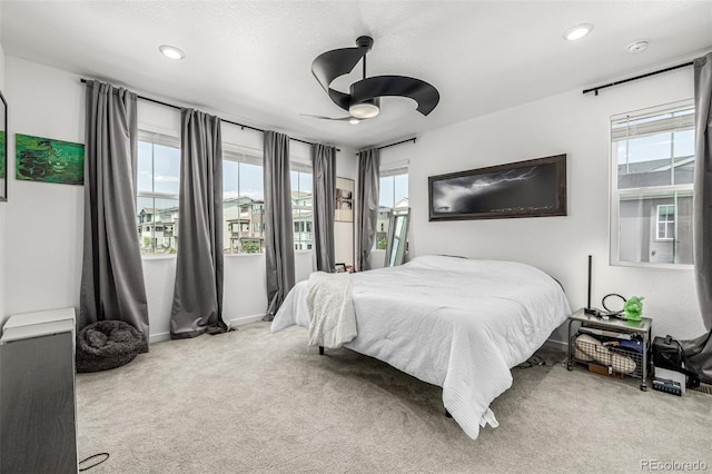 1500 Sun Way, Lafayette, CO 80026 - bedroom with carpet floors, recessed lighting, ceiling fan, and baseboards