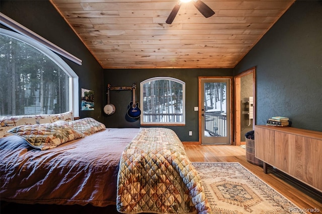 46 Apache Rd, Evergreen, CO 80439 - bedroom featuring wood ceiling, wood finished floors, and vaulted ceiling
