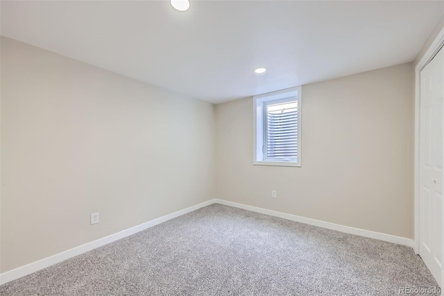 1750 S Zuni St, Denver, CO 80223 - carpeted empty room featuring recessed lighting and baseboards