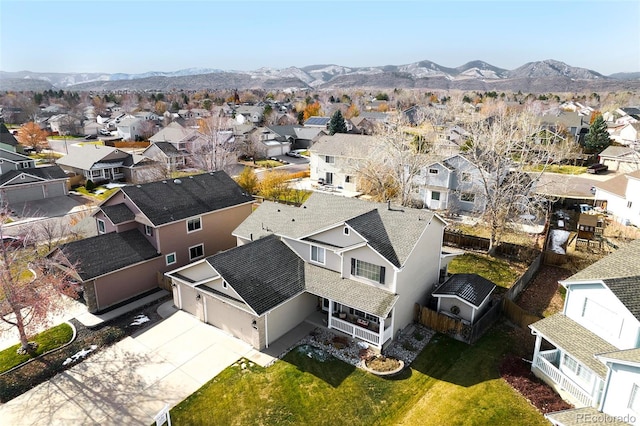 bird's eye view with a mountain view