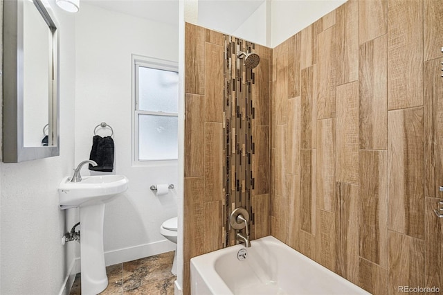 2800 N Fillmore St, Denver, CO 80205 - full bathroom with  shower combination and stone finish floors