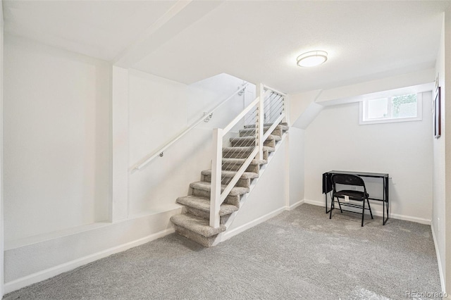 2800 N Fillmore St, Denver, CO 80205 - staircase with carpet flooring and baseboards