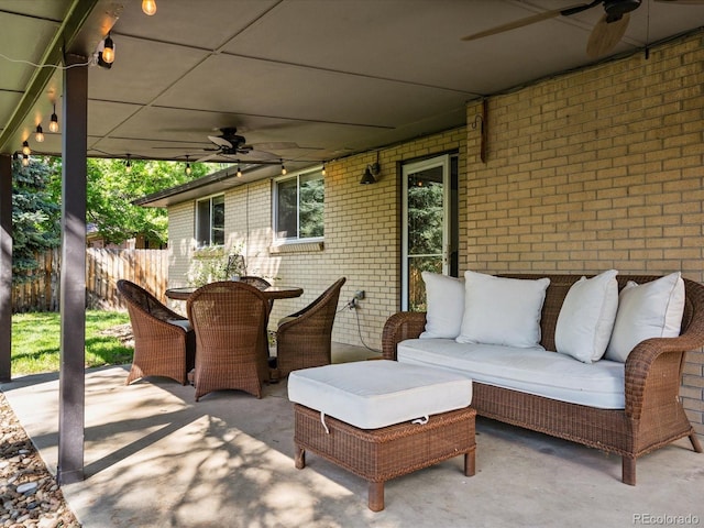 6943 Oak Way, Arvada, CO 80004 - view of patio featuring a ceiling fan, outdoor lounge area, and outdoor dining area