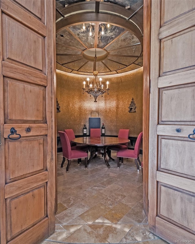 dining room featuring a notable chandelier