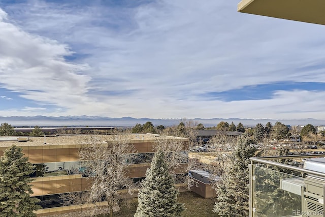 exterior space featuring a mountain view