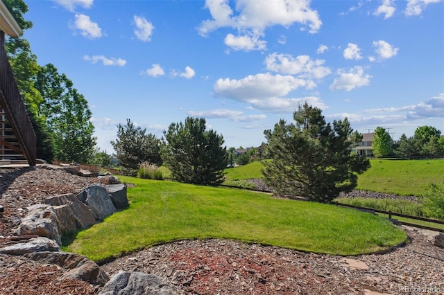 1022 Orion Way, Castle Rock, CO 80108 - view of green lawn with stairway