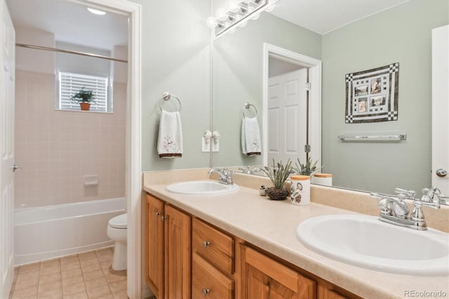 1022 Orion Way, Castle Rock, CO 80108 - full bath featuring double vanity, tile patterned flooring, and bathing tub / shower combination