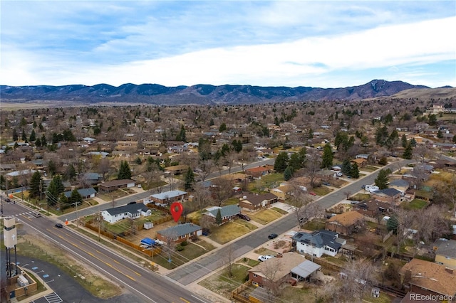 aerial view with a residential view and a mountain view