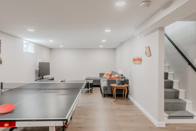 6059 Routt St, Arvada, CO 80004 - rec room featuring light wood-style floors and recessed lighting