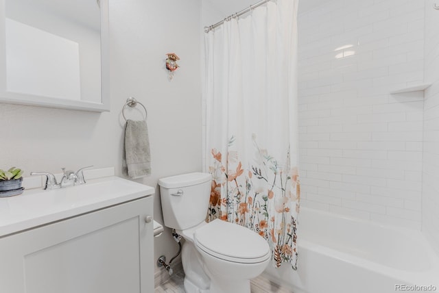 6059 Routt St, Arvada, CO 80004 - bathroom with vanity and shower / tub combo with curtain
