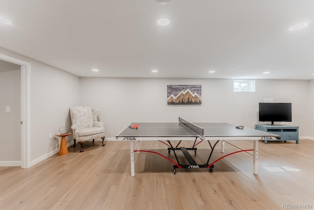 6059 Routt St, Arvada, CO 80004 - recreation room with wood finished floors and recessed lighting