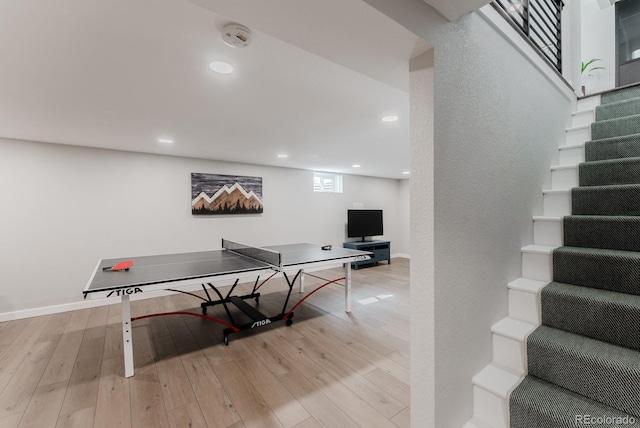 6059 Routt St, Arvada, CO 80004 - rec room featuring light wood-style floors and recessed lighting