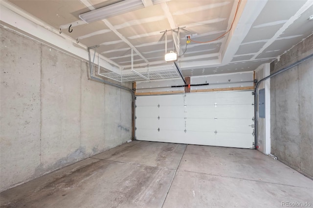 garage with a garage door opener