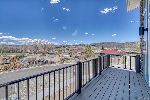 deck with a mountain view