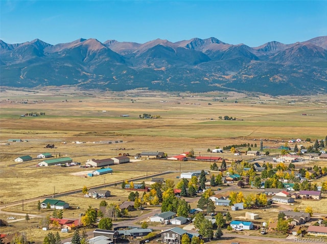 aerial view with a mountain view