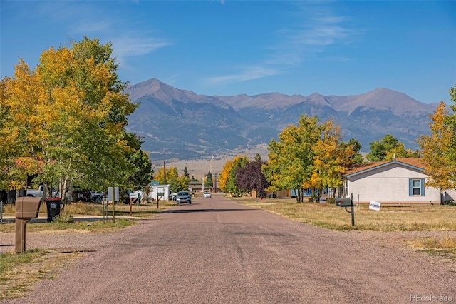 view of road with a mountain view