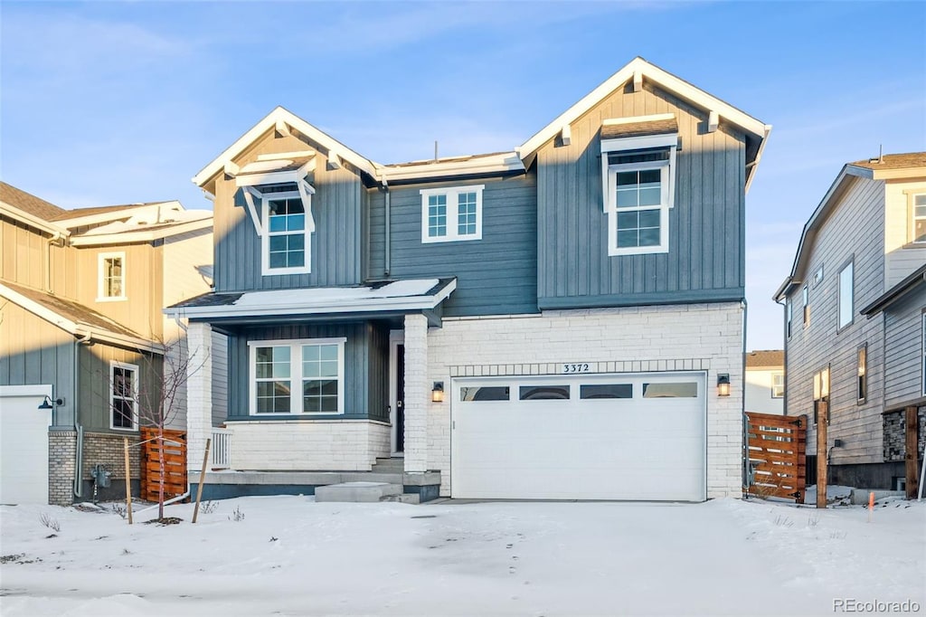 craftsman inspired home featuring a garage