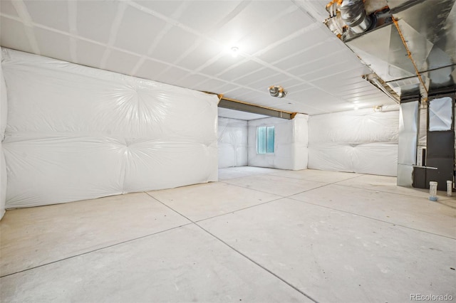 basement with heating unit