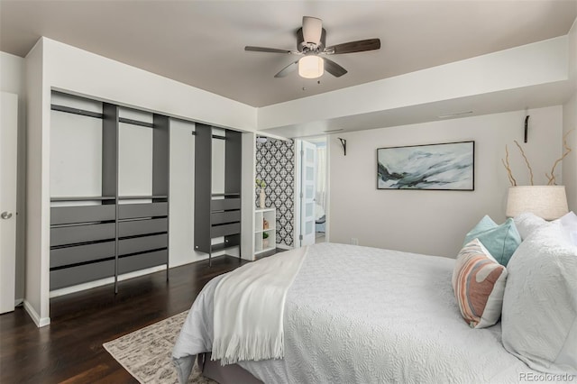 1121 Albion St Unit 809, Denver, CO 80220 - bedroom featuring wood finished floors, a closet, ceiling fan, and baseboards