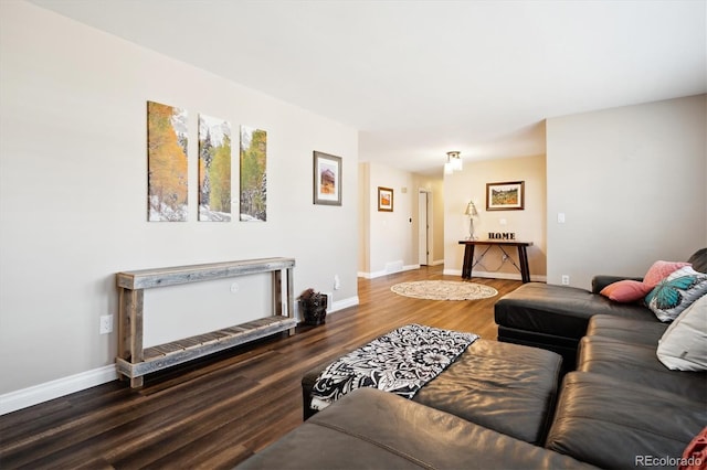 living room featuring dark hardwood / wood-style flooring