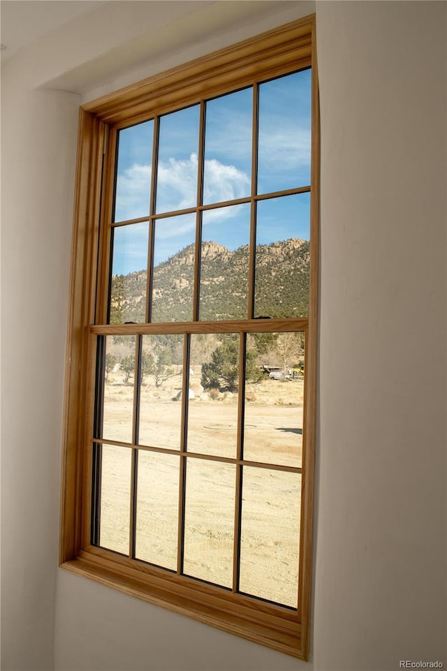 interior space featuring a mountain view