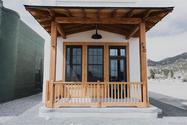 entrance to property with a mountain view