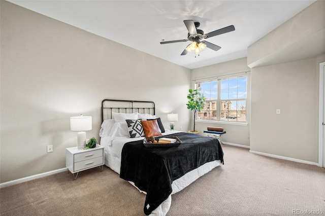 bedroom featuring carpet flooring and ceiling fan