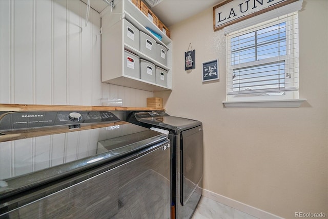 23831 Eagle Bend Ln, Parker, CO 80138 - laundry area featuring separate washer and dryer and baseboards