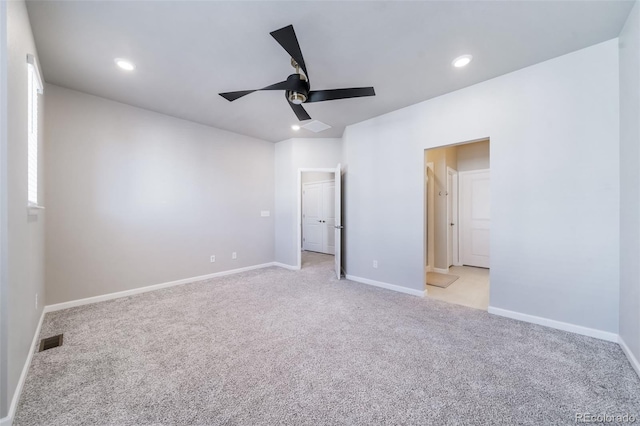 1983 S Poplar Ct, Denver, CO 80224 - unfurnished bedroom with light colored carpet, recessed lighting, and ceiling fan