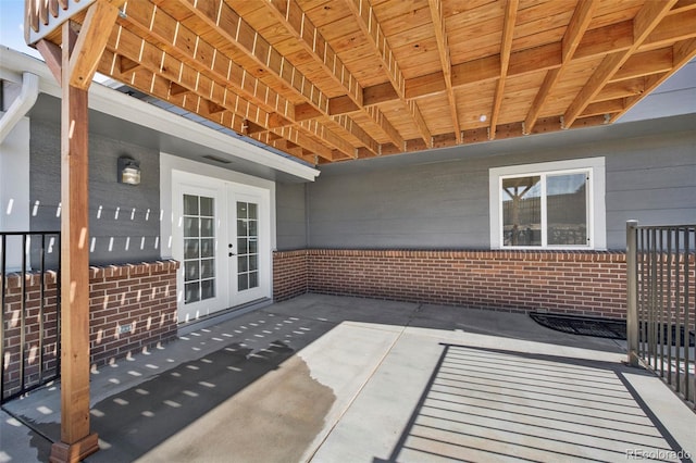 view of patio featuring french doors