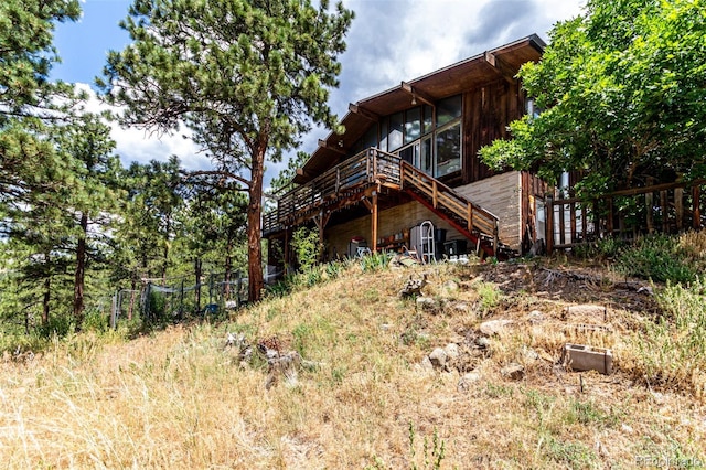 398 Leonards Rd, Boulder, CO 80302 - back of property featuring a deck and stairs