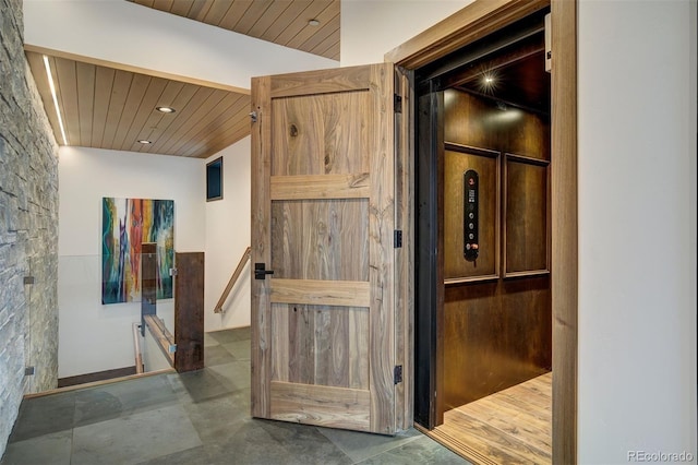 65 Aerie Dr, Silverthorne, CO 80498 - elevator with wooden ceiling and recessed lighting