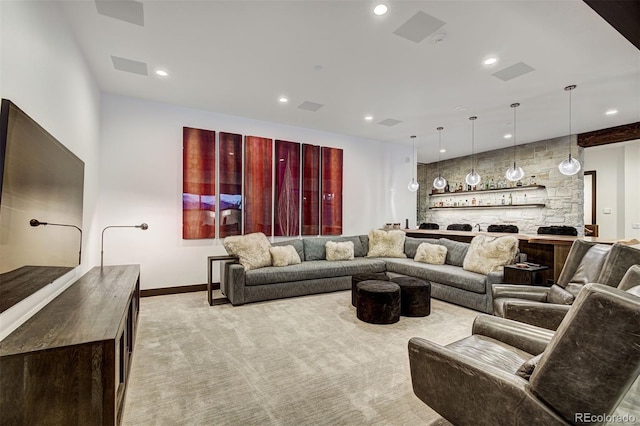 65 Aerie Dr, Silverthorne, CO 80498 - living room with light carpet and recessed lighting