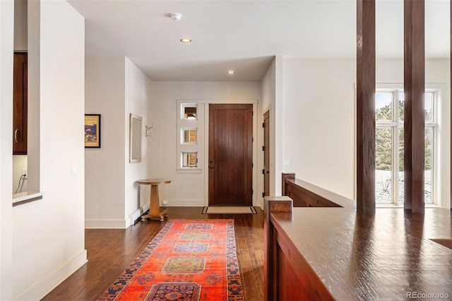 foyer featuring dark wood-type flooring