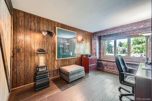 4878 W 98th Ave, Westminster, CO 80031 - home office with wood finished floors, wood walls, and wallpapered walls