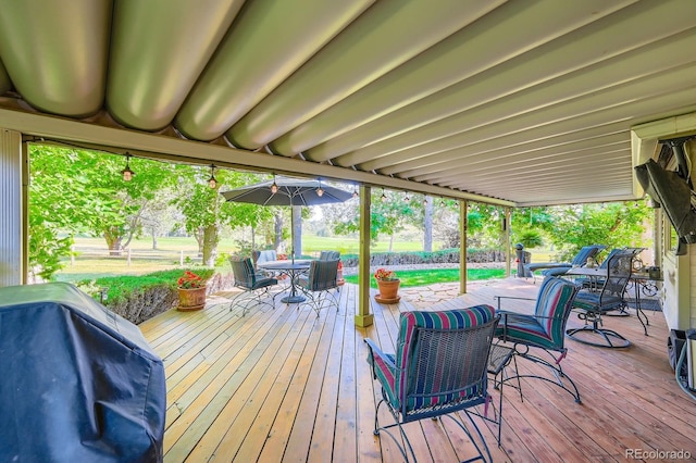 4878 W 98th Ave, Westminster, CO 80031 - wooden terrace featuring outdoor dining area and grilling area