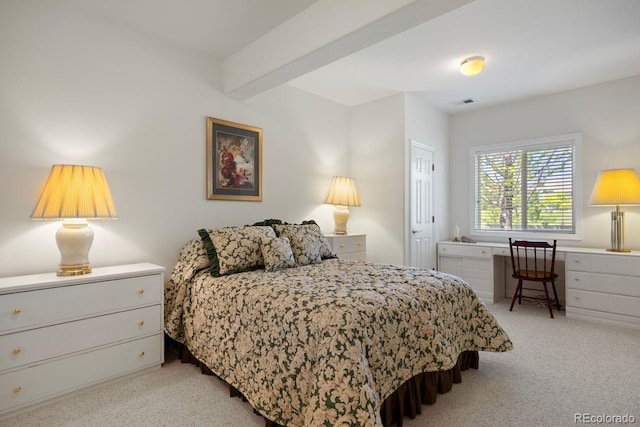 9278 E Aspen Hill Pl, Lone Tree, CO 80124 - bedroom featuring light carpet and beamed ceiling