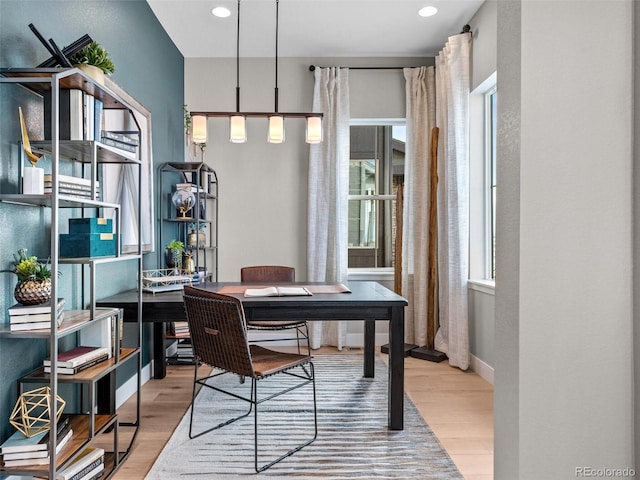 home office featuring light hardwood / wood-style floors