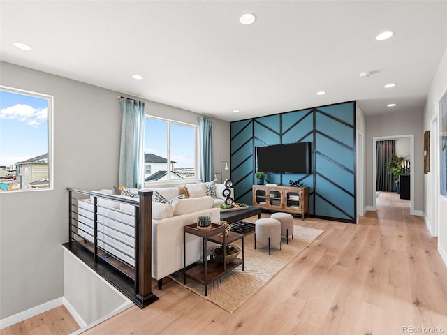 living room featuring light hardwood / wood-style flooring