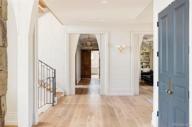 hall featuring light hardwood / wood-style floors