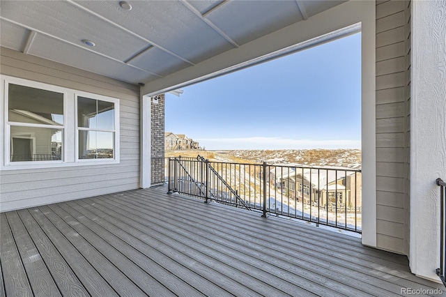 deck with a mountain view