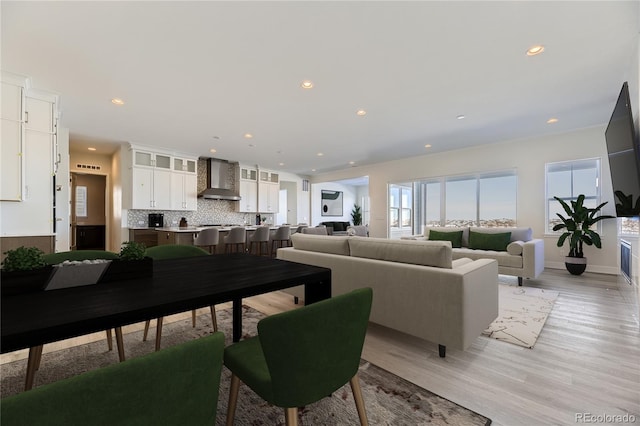 living room with light wood-type flooring