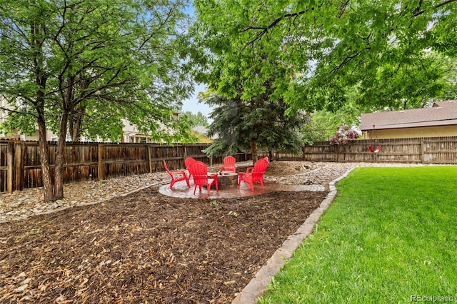 1285 Aberdeen Dr, Broomfield, CO 80020 - view of yard featuring a patio area and an outdoor fire pit
